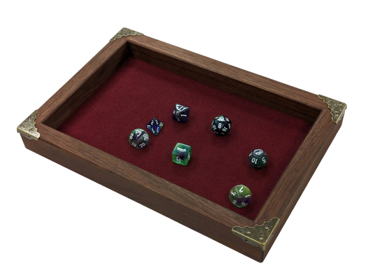 Tabletop Dice Tray - Royal Maroon - Brass Corners